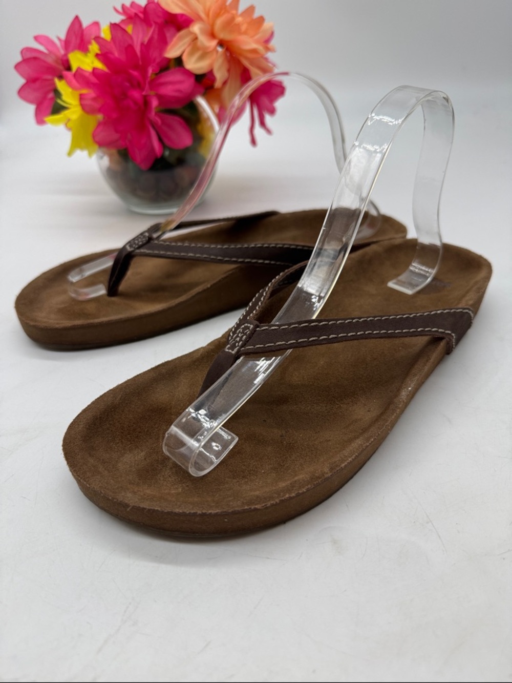 Sanuk Women’s Brown Suede Flip Flop Sandals Size 9 FFT9900A